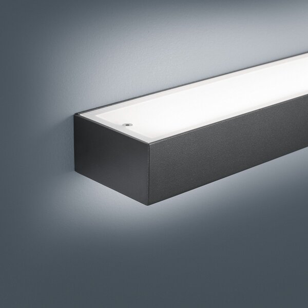 Helestra Theia LED stenska svetilka, mat črna 30 cm, Črna, Kopalnica, Kovina, Sodobni