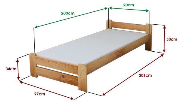 Postelja Emily 90 x 200 cm jelša Posteljno dno: Brez posteljnega dna, Vzmetnica: Vzmetnica Deluxe 10 cm