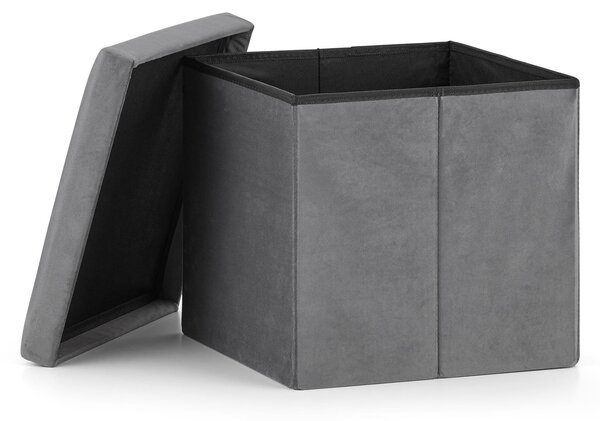 Siv zložljiv tabure FURELA VELVET L 38 x 38 x 38 cm