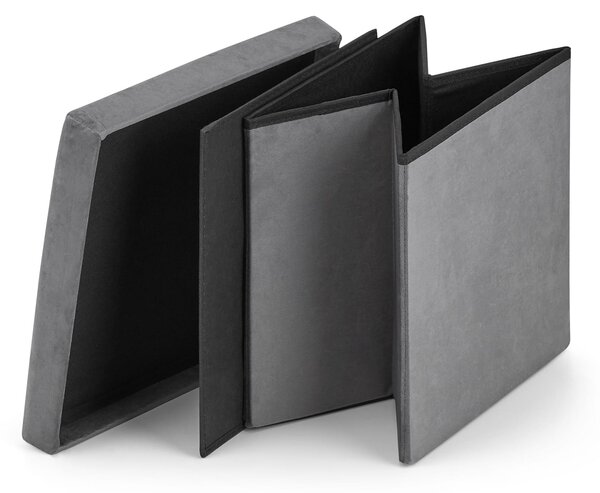 Siv zložljiv tabure FURELA VELVET L 38 x 38 x 38 cm