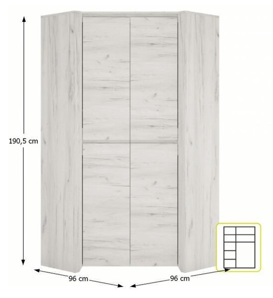 KONDELA Kotna omara, craft bela, ANGEL TIP 21