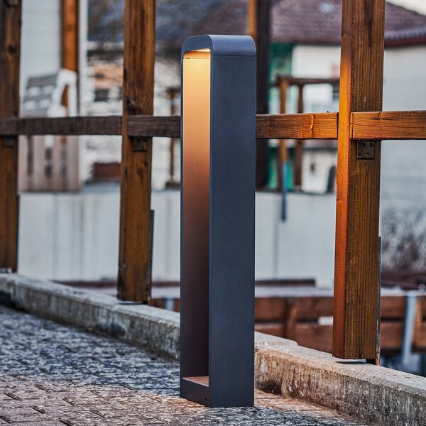Lindby Emima LED luč za osvetlitev poti, 80 cm, antracit, aluminij, Črna, Kovina, Sodobni