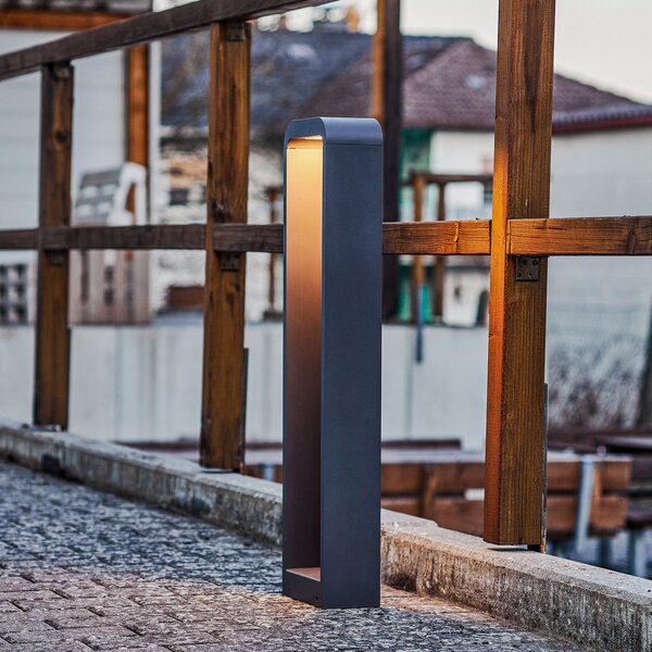 Lindby Emima LED luč za osvetlitev poti, 80 cm, antracit, aluminij, Črna, Kovina, Sodobni