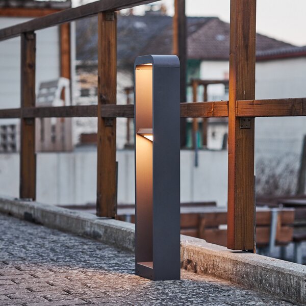 Lindby LED luč za osvetlitev poti Darko, 80 cm, siva, kovinska, IP54, Siva, Aluminij, Sodobni