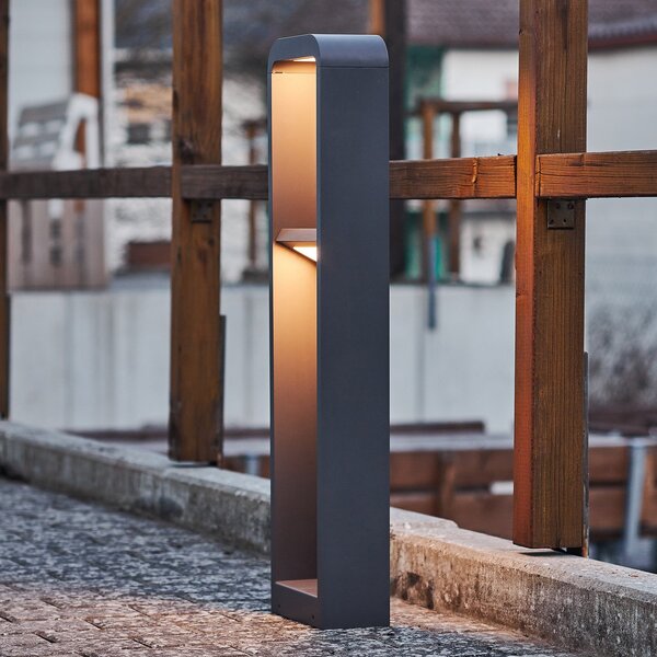 Lindby LED luč za osvetlitev poti Darko, 80 cm, siva, kovinska, IP54, Siva, Aluminij, Sodobni