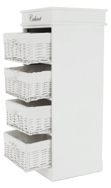KONDELA Komoda s 4 predali, bela, BLANCO