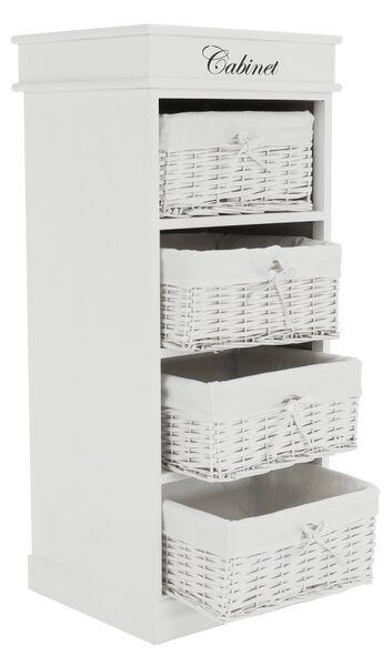 KONDELA Komoda s 4 predali, bela, BLANCO