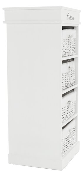 KONDELA Komoda s 4 predali, bela, BLANCO