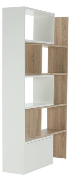 KONDELA Prilagodljiv regal, bela/hrast sonoma, ASTA