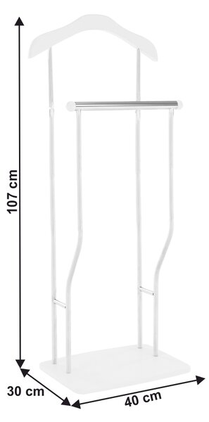 KONDELA Stojalo za obleke, krom/bela, ELIAS