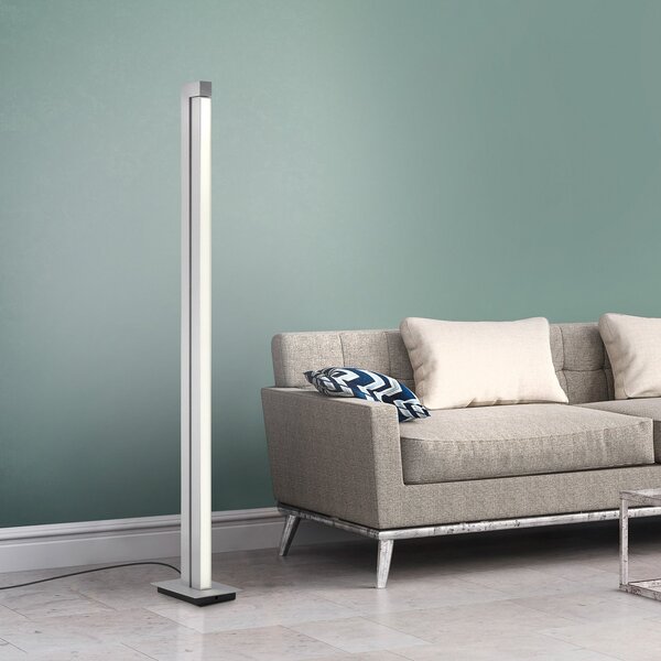 PURE Talna svetilka LED Lines, srebrna, daljinski upravljalnik, 140 cm, zatemnjen, Siva, Dnevna soba / jedilnica, Kovina, Sodobni