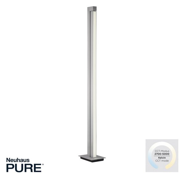 PURE Talna svetilka LED Lines, srebrna, daljinski upravljalnik, 140 cm, zatemnjen, Siva, Dnevna soba / jedilnica, Kovina, Sodobni