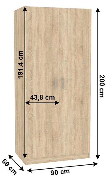 KONDELA Omara, laminirane iverne plošče, hrast sonoma, INVITA TIP 4