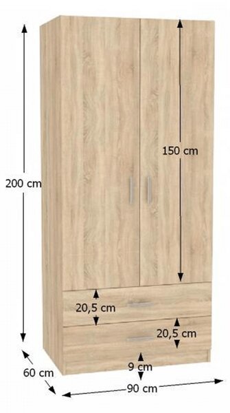 KONDELA Omara, laminirane iverne plošče, hrast sonoma, INVITA TIP 5