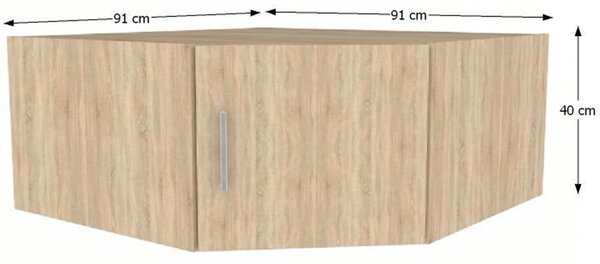 KONDELA Zgornji kotni del za omaro, hrast sonoma, INVITA TIP 8