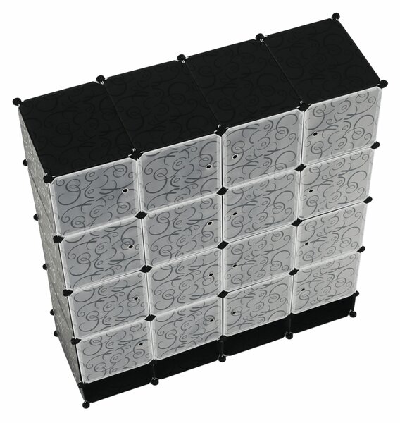 KONDELA Modularni organizator garderobe, črno/mlečno bel, RODAN TIP 2
