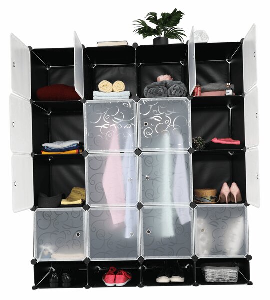 KONDELA Modularni organizator garderobe, črno/mlečno bel, RODAN TIP 2