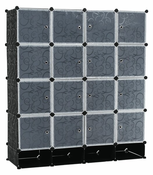 KONDELA Modularni organizator garderobe, črno/mlečno bel, RODAN TIP 2