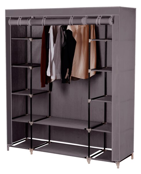 KONDELA Organizator garderobe, tkanina/kovina, rjava, METIN VNW15