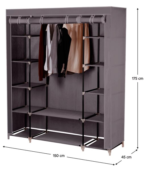 KONDELA Organizator garderobe, tkanina/kovina, rjava, METIN VNW15