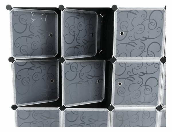 KONDELA Modularni organizator garderobe, črno/mlečno bel, RODAN TIP 2