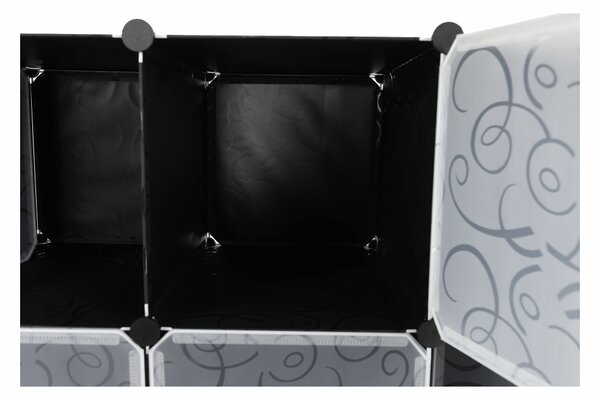 KONDELA Modularni organizator garderobe, črno/mlečno bel, RODAN TIP 2