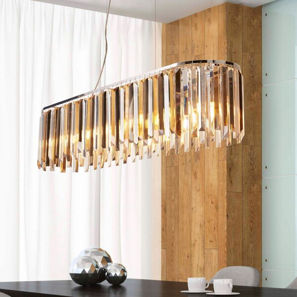 Searchlight Obesna svetilka Clarissa s kristalnimi prizmami, 100 cm, zatemnjen, Dnevna soba / jedilnica, Kovina