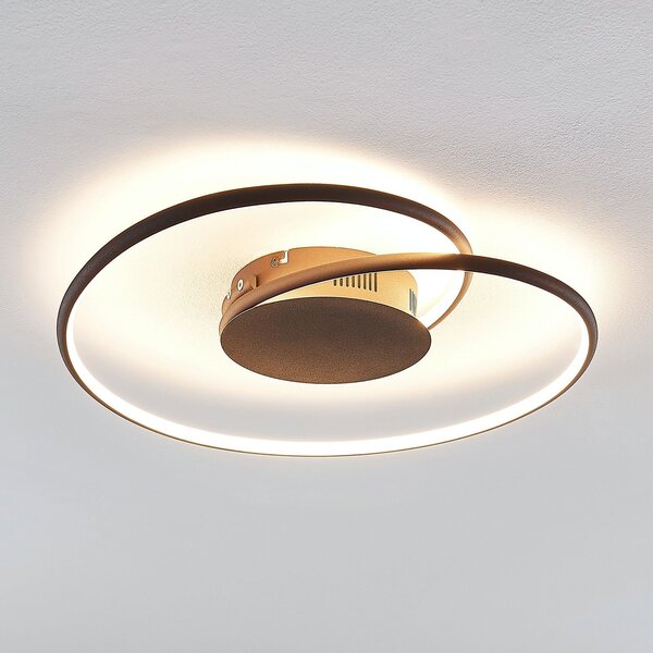 Lindby LED stropna svetilka Joline, Ø 45 cm, rjasto rjava, kovina, Rjava / rjasta, Dnevna soba / jedilnica, Kovina, Sodobni