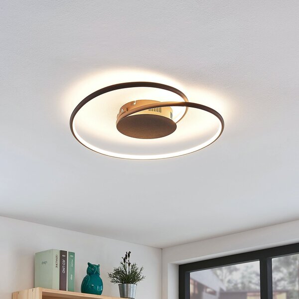 Lindby LED stropna svetilka Joline, Ø 45 cm, rjasto rjava, kovina, Rjava / rjasta, Dnevna soba / jedilnica, Kovina, Sodobni