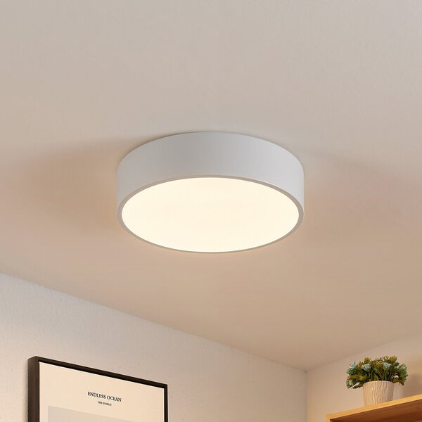 Lindby LED stropna svetilka Simera, Ø 30 cm, bela, kovinska, zatemnjen, Bela, Dnevna soba / jedilnica, Plastika, Sodobni