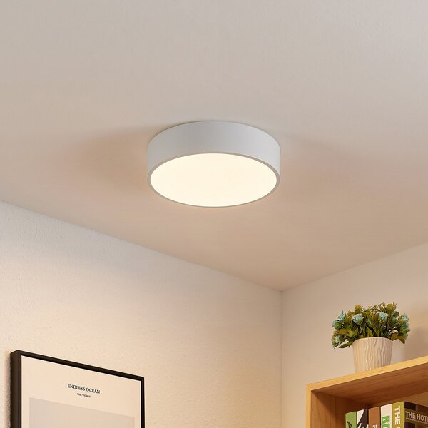 Lindby LED stropna svetilka Simera, Ø 30 cm, bela, kovinska, zatemnjen, Bela, Dnevna soba / jedilnica, Plastika, Sodobni