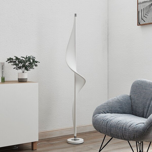Lucande LED talna svetilka Edano, 154 cm, bela, tekstilna, z možnostjo, zatemnjen, Bela, Dnevna soba / jedilnica, Tkanine / tekstil, Sodobni