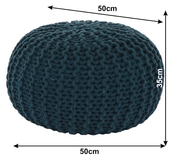 KONDELA Pleteni taburet, petrol modri bombaž, GOBI TIP 2