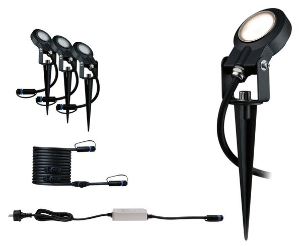Paulmann Plug & Shine Sting 3.000K osnovni komplet 3, zatemnjen, Črna, Kovina, Sodobni