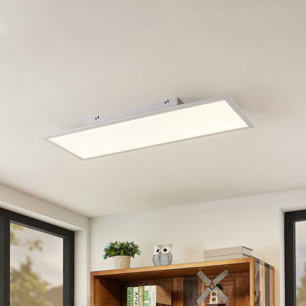 Lindby LED plošča Quais, 80 x 30 cm, bela, kovinska, 4.000K, Bela, Kuhinja, Aluminij, Sodobni