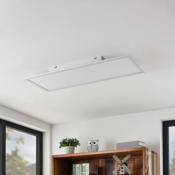 Lindby LED plošča Quais, 80 x 30 cm, bela, kovinska, 4.000K, Bela, Kuhinja, Aluminij, Sodobni