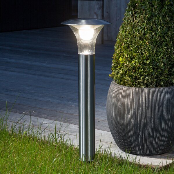 Lindby Solar LED svetilka Jolin, 66 cm, nerjaveče jeklo, Kovinska, Kovina, Sodobni