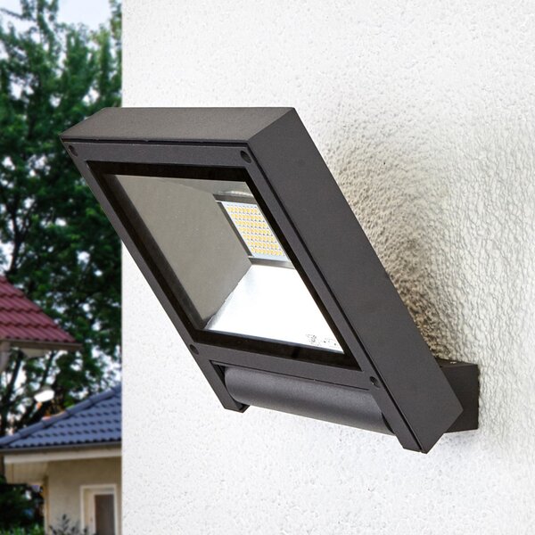 Lucande LED zunanji reflektor Maica, antracit, vrtljiv, IP65, Črna, Aluminij, Sodobni, Stenski reflektor