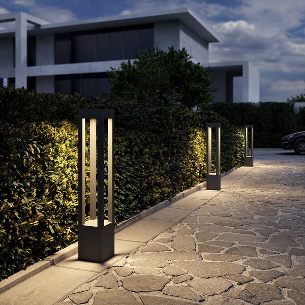Arcchio LED stebriček Lienna, 90 cm, siv, kovinski, IP65, Siva, Aluminij, Sodobni