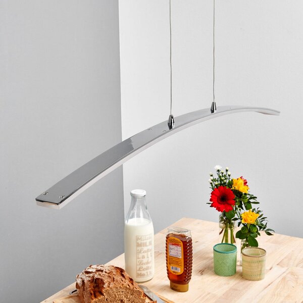 Lucande LED viseče svetilo Lorian, 99 cm, krom, kovina, Kovinska, Dnevna soba / jedilnica, Aluminij, Sodobni