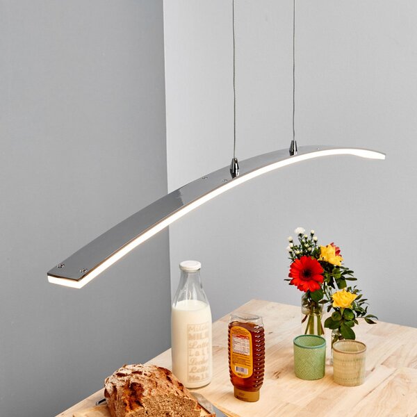 Lucande LED viseče svetilo Lorian, 99 cm, krom, kovina, Kovinska, Dnevna soba / jedilnica, Aluminij, Sodobni