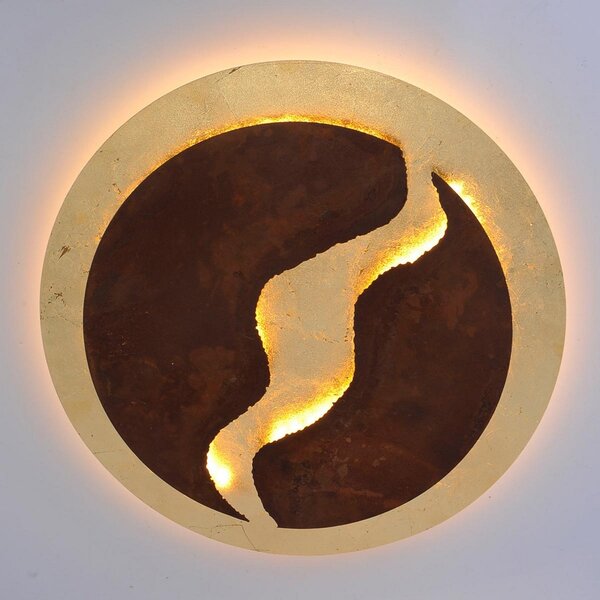 Paul Neuhaus LED stropna svetilka Nevis, okrogla, Ø 50 cm, rjavo-zlata, zatemnjen, Rjava / rjasta, Dnevna soba / jedilnica, Kovina, Sodobni