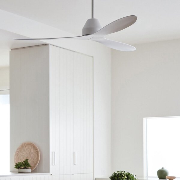 Beacon Lighting Stropni ventilator Whitehaven, bel, DC, tiho delovanje, 142 cm, Bela, Dnevna soba / jedilnica, Plastika, Sodobni