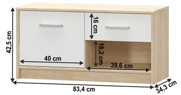 KONDELA Komoda 1D1S, bela/hrast sonoma, TEYO
