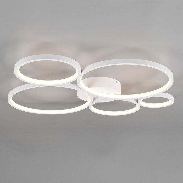 Trio Lighting LED stropna svetilka Rondo, bela mat barva, zatemnjen, Bela, Dnevna soba / jedilnica, Kovina, Sodobni
