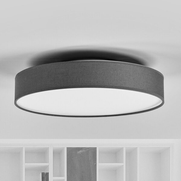 Lindby LED stropna svetilka Saira, Ø 40 cm, siva, tekstil, Siva, Dnevna soba / jedilnica, Tkanine / tekstil, Sodobni
