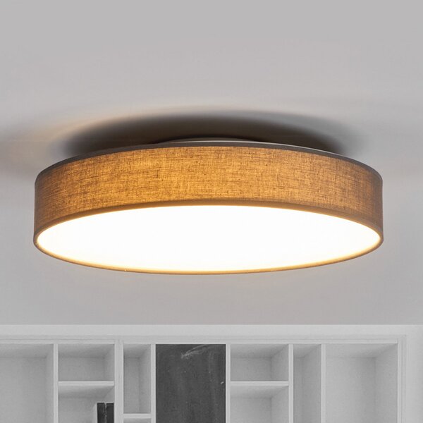 Lindby LED stropna svetilka Saira, Ø 40 cm, siva, tekstil, Siva, Dnevna soba / jedilnica, Tkanine / tekstil, Sodobni