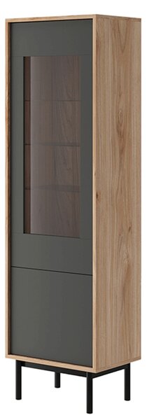 KONDELA Vitrina, hrast jaskson hickory/grafit, BERGEN BWT54