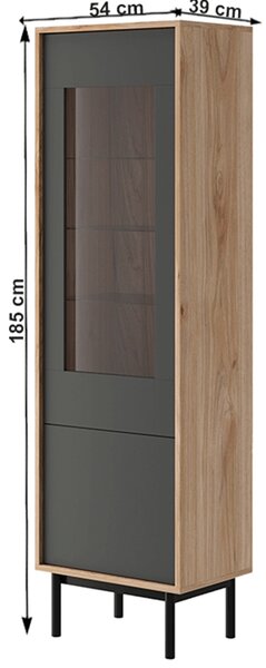 KONDELA Vitrina, hrast jaskson hickory/grafit, BERGEN BWT54