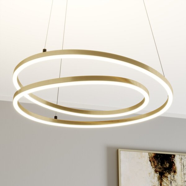 Lindby LED viseča svetilka Davian, medeninaste barve, 49 cm, z možnostjo, zatemnjen, Zlata / medeninasta, Dnevna soba / jedilnica, Aluminij, Sodobni